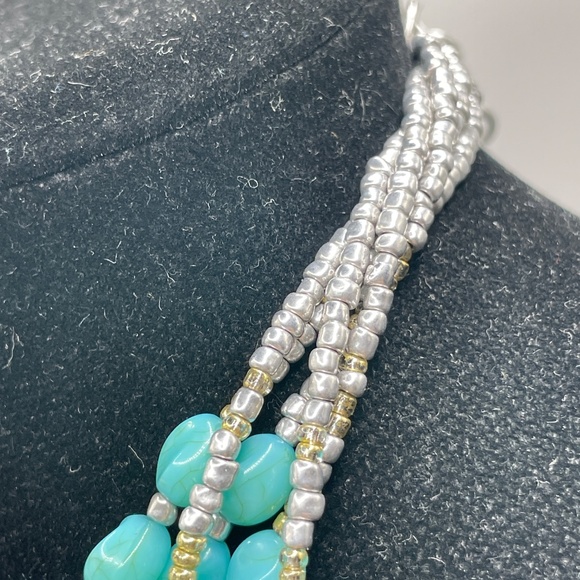 Chico's Vintage Faux Turquoise 5 Strand Beaded Necklace Boho - Picture 13 of 13